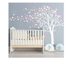 Sayala Sticker Arbre Fleurs de Cerisier Art - Autocollant Fleurs Papillon Decal - Sticker Mural Romantique de Rosier pour décoration de Chambre denfant/Salon