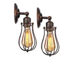 KINGSO 2 Pack Applique Murale Industrielle E27 Abat-jour Cage Lampe Suspension Plafonnier Vintage Luminaire Bougeoir Décoration Rétro Applique Intérieure pour Salon Cuisine Couloir Chambre Café Bar
