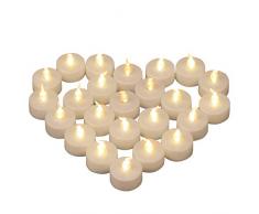Yooyee Bougies à LED Sans Flamme 24 Pièces Bougies Chauffe-plat Blanc Chaud Bougie Lumières à Thé Bougies électriques à Piles pour Décoration la Maison Mariage Fête de Noël - Blanc Chaud