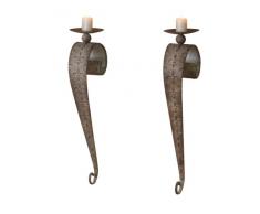 Heinz Hofmann 9940 Set de 2 Bougeoirs muraux/métal/crème/B. 12 x t. 17 x H 64 cm