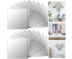 Xinlie Miroirs Carrés Stickers Miroir Adhésif Miroir Autocollant Mural Miroir Carre Miroir Adhesif Mural Feuilles Miroir Muraux Miroir Non Verre Stickers Muraux pour la Décoration Intérieure(20Pieces)