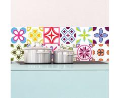 12 Stickers adhésifs carrelages | Sticker Autocollant Carrelage - Mosaïque carrelage mural salle de bain et cuisine | Carrelage adhésif - multicouleur arabesques - 10 x 10 cm - 12 pièces
