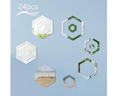 Matogle 24 Pcs Miroir Hexagonale Autocollant Décoratif pour Maison Miroir Acrylique Mural Géométrique dHexagone Décorations Moderne Amovible pour Chambre Salon