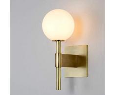 INJUICY Verre Applique Lampe Murale, Laiton Satiné avec Verre Givré, Appliques de Type Bougeoir pour Chevet, Maison, Restaurants, Couloir, Salle à Manger, Salon, Chambre