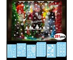 HOWAF 8 Feuilles NoëL Autocollants fenêtre PVC Stickers vitrine Noel Muraux Fenetre Décoration Amovible De Noël Autocollants DéCalcomanie Flocon De Neige Blanche Stickers Deco noël