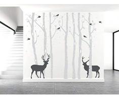 AIYANG Sticker Mural géant Arbre bouleau autocollants deer oiseaux stickers muraux pour enfant bébé fille chambre salle de jeux decor (7Sets-Grey)