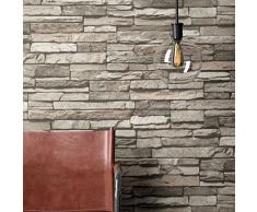 Pierre papier peint intissé Gris acier | Belle papier peint dans le mur de pierre élégante | 3D de style moderne pour le salon, une chambre ou cuisine avec newr Oom à tapisser de brochure, Professionnel avec Conseils pour perfektewände