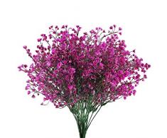 HUAESIN 4pcs Gypsophile Artificielles 7 Branches Fleurs Artificielles Deco Arbuste Artificiel Buisson Fausse Fleurs Violet Decoration pour Mariage Maison Jardin 48CM