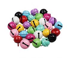 Yixuan 30pcs 22mm Petites Clochettes Grelots Cloche de Noël Multicolore Grelots en Métal pour pour décorer Noël, décorer Le Mariage, DIY Bijoux Artisanat, Cloche de chie, Porte-clés