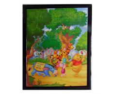 Tableau Winnie lOurson, Porcinet, Tigrou et bourriquet 20 x 25 cm Disney cadre hundred