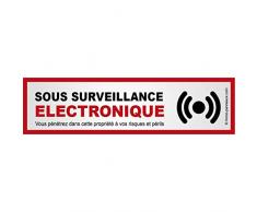 immo-panneaux.com Autocollant Surveillance ELECTRONIQUE - Sticker avec Texte sous Surveillance electronique - 14 x 4 cm