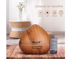 550ml Diffuseur darôme,7 Trous Diffuseur dHuile Essentielle/Humidificateur Ultrasonique Sans BPA- 7 Couleurs+3 Réglages de Minuterie-Pour Bébé Chambre/SPA/Yoga/Massage/Bureau Etc (B)
