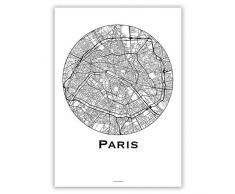Affiche Paris France Minimalist Map - City Map, Poster de Paris, Plan de ville, Création originale