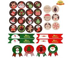 YIKEF 20 feuilles300 pcs Noël Autocollants en Motif Différent Stickers Etiquettes pour Décorer Cadeau Noël,gommettes personnalisé pour Sac demballage Gommettes Scrapbooking