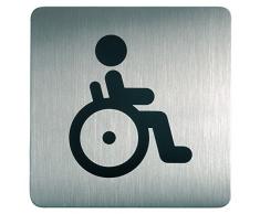 Durable 495323 Plaque dInformation Pictogramme Carré 150 x 150 mm en Acier Brossé Inoxydable WC Toilettes Handicapes Personne à Monilite Reduite