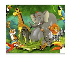 murando – Papier peint intissé 350x256 cm – Trompe l oeil - Tableaux muraux – Déco – XXL – Enfants Animal Jungle e-B-0007-a-a
