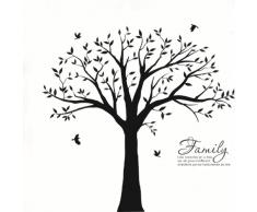 BDECOLL Géant de décorations darbre de photos de famille autocollant de vinyle de décoration murale à la paroi de base de lart de la famille de paroi de la chambre(le cadre photo non inclus)(noir)