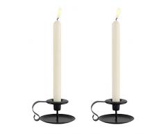 GoMaihe Bougeoirs Détenteur 2 Pcs, Chandelier Vintage en Fer Forge avec Poignée et Plateau Retro Candélabres Decoration Table pour Saint Valentin De Noël Halloween Mariage Cérémonie Anniversaire, Noir