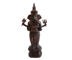 Statue Artisanale de Ganesh Debout en Bois précieux de Teck Sculpture divinité hindoue Ganesha Statuette en Bois sculptée à la Main Artisanat Asie décoration pour la Maison H46cm