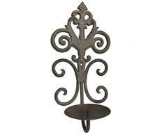 LHéritier Du Temps Bougeoir Mural Unique Applique en Fonte Marron Candélabre 1 Bougie 11x15,50x31cm