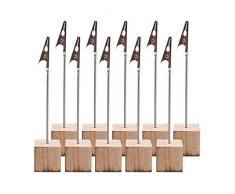 10 Pecs Mémo et Porte-clips Message, Porte-notes/Porte-photo droit Avec Pince Crocodile et base en Pin, Convient Pour la Décoration de Bureau/Mariage/Fête/Maison