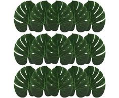 ExeQianming Lot de 15 Feuilles de Palmier artificielles Tropicales pour décoration de fête ou de Mariage sur Le thème de la Jungle ou de la Plage 20 x 18 cm