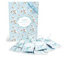 LA BELLEFÉE Sachets Parfumés Senteur Fleur de Coton pour Parfumer Tiroirs Armoires à Linge Placards Meuble à Chaussures Salles de Bain Sent Bon Voiture (14 Sachets)