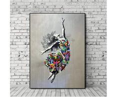 Impression Sur Toile Art Banksy,Creative Résumé Danseuse Photo Sur Toile Imprimer Wall Art Affiches Et Estampes Street Pop Art Toile Peinture Pour La Décoration De La Maison,30X40Cm Sans Cadre