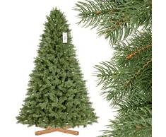 FairyTrees Arbre Sapin Artificiel de Noêl EPICÉA Royal Premium, Matière Mixte PU & PVC, Socle en Bois, 220cm, FT18-220