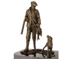 aubaho Statuette de Chasseur avec Chien - Style Antique - Bronze