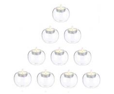 Cratone 10Pcs Chandelier Circulaire en Cristal Bougeoir en Verre Fin Fait à la Main bougeoir Accessoires de Dîner aux Chandelles Décoration de Mariage
