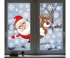UMIPUBO Autocollants NoëL Fenetre Décalcomanie DIY Stickers Wapiti Santa Flocons de Neige Amovibles Autocollants Fête de Noël Décoration Cadeau de Noël pour Magasin Maison