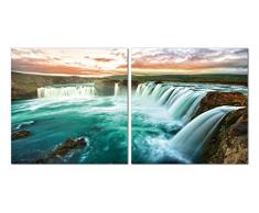 Meubletmoi Tableau Verre Acrylique - Chutes du Niagara -Cascade - Panorama - Nature - diptyque