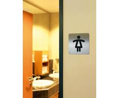 Durable 495623 Plaque dInformation Pictogramme Carré 150 x 150 mm en Acier Brossé Inoxydable WC Toilettes Femmes