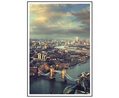 Panorama Poster Tower Bridge Londres 21 x 30 cm - Imprimée sur Poster Haute qualité de 250gr avec Passepartout - Poster Ville - Poster Moderne pour la Maison - Décoration Murale Vintage