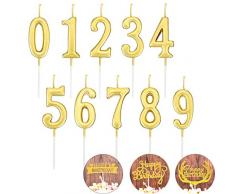 YFOX Bougie danniversaire numéro 10 et 3 Cartes de décoration de fête danniversaire pour décorer Votre fête