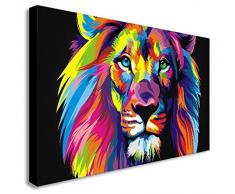 Impression sur toile murale, Lion en style Pop art abstrait, différentes tailles disponibles, Bois dense, A0 47X33inch