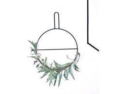 anaan Circle désign Couronne de Noel Couronne de Fleurs Couronne deucalyptus Porte Serviette Port Magazine Métal Décoration Murale Dentrée (S Φ30*40cm)