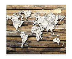 murando Papier peint intissé 300x210 cm Décoration Murale XXL Poster Tableaux Muraux Tapisserie Photo Trompe l'oeil bois carte du monde k-A-0028-a-d