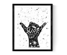 Nacnic Layers pour encadrer Lets Surf Poster avec Image de Surf. Feuille Noire et Blanche. Imprimé sur Papier 250 Grammes dencres de Haute qualité et Résistantes. Taille A4