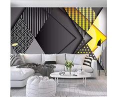 3D Mural Moderne Papier Peint Créatif Jaune Noir Nordique Géométrique Salon Chambre TV Fond Décran Papier Peint Flash Argent, 350 * 256cm