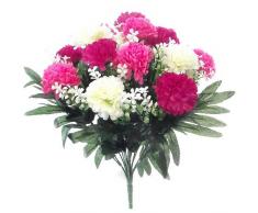 Bouquet de chrysanthèmes artificielles en soie, 14 fleurs, 36 cm, Pink & Cream, 1 Bunch