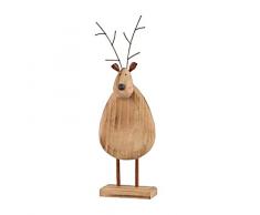 J-line CERF Neuf Statuette Design Bois Naturel et métal 35x15cm décoration Campagne