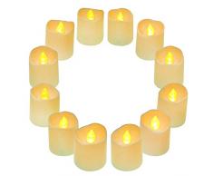 QHYK Bougies LED à piles 12 Splendide Bougies, Sans Flammes, Lumière Vacillante, Bougie LED électrique pour fêtes, Mariages, Décoration intérieure