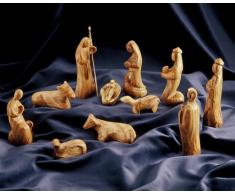 Figurines pour crèche de Noël - Style Moderne. Hauteur 13 cm - 11 pièces. Sculptées à la Main de Bois d´Olivier à Bethléem. Disponible en kit complèt ou en pièces.