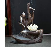 Porte-encens cascade à reflux avec 10 cônes dencens, en forme de lotus - Accessoire décoratif en céramique pour la maison, le bureau lotus