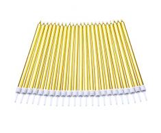 50 Pièces Longues Minces Bougie de Gâteau danniversaire Métalliques dans Les Titulaires pour Les Décorations de Gâteau de Fête danniversaire (Or)