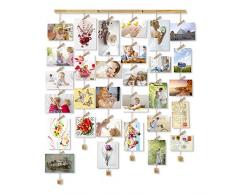 Love-KANKEI Memory Cadre Photo Mural avec Corde Porte-Photos avec 30 Petites Pinces Couleur de Bois Naturel Belle Décoration de la Maison Cadeau Mariage et Anniversaire