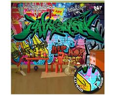 GREAT ART Papier Peint Chambre denfant – Graffiti – Décoration Murale Art Ecriture Pop Art Lettrage Peinture Urbaine Abstraite Bande Dessinée (336 x 238 cm)