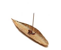 DIYARTS Porte-encens Antique en Alliage de Zinc Intérieur Naturel Feuille Brûleur dencens avec Escargot Porte-Bâton dencens Décor À la Maison Parfum (Or)